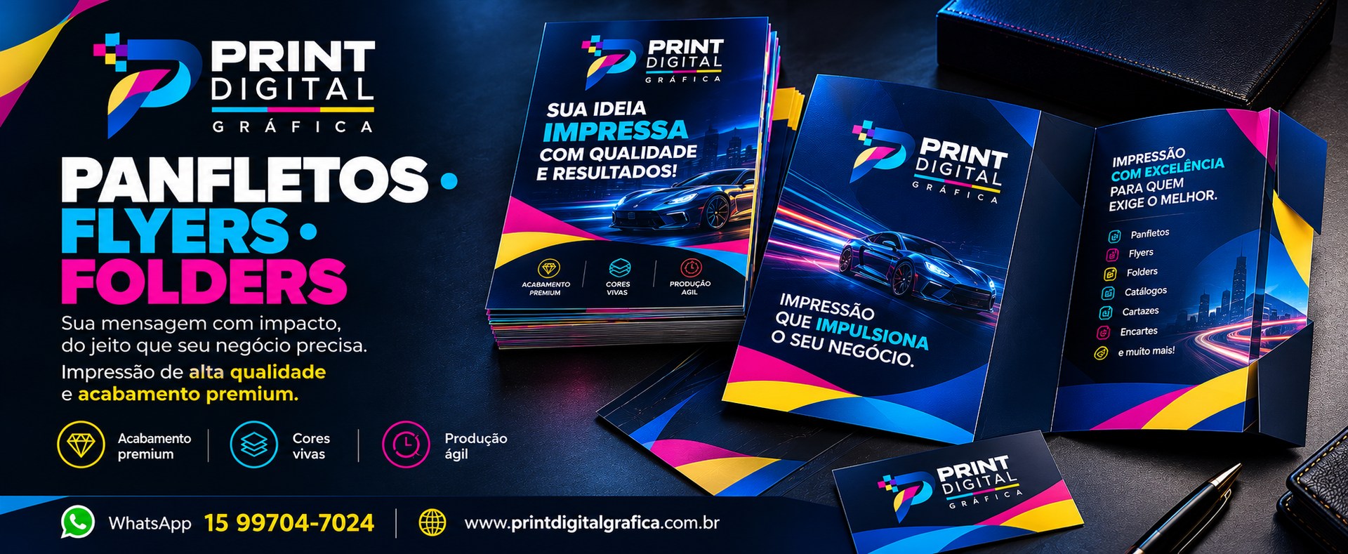 Panfletos, flyers e folders impressos